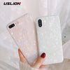 USLION Glitter Phone Case For iPhone 7 8 Plus Dream Shell Pattern Cases For iPhone XR XS Max 7 6 6S Plus Soft TPU Silicone Cover