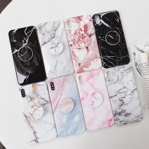 Fashion Marble Veins Holder Stand Phone Case For iPhone X 6 6S 7 8 Plus For iPhone XS MAX XR 7plus 8plus Cases Luxury Cover