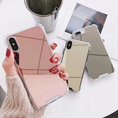 Mirror Phone Case For iphone 7 8 6s 6 plus X XR XS Max Cute Soft TPU Shockproof Cover For Samsung Note9 Note8 S8 S9 Plus Case