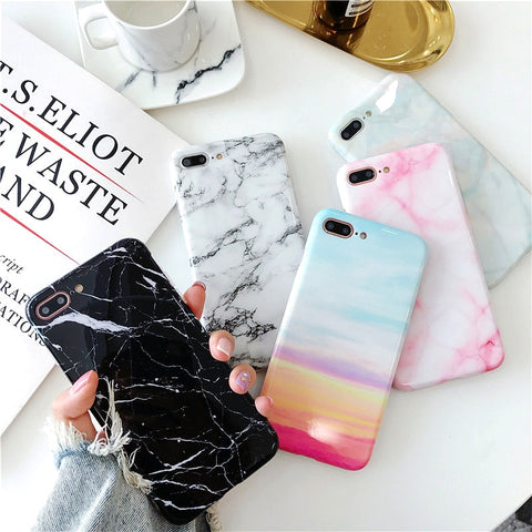 Tzomsze Luxury Marble Phone Case For iPhone 7 Case For iPhone X 7 6 6S 8 Plus Case Cover XS MAX XR 8Plus 7Plus Coque Fundas